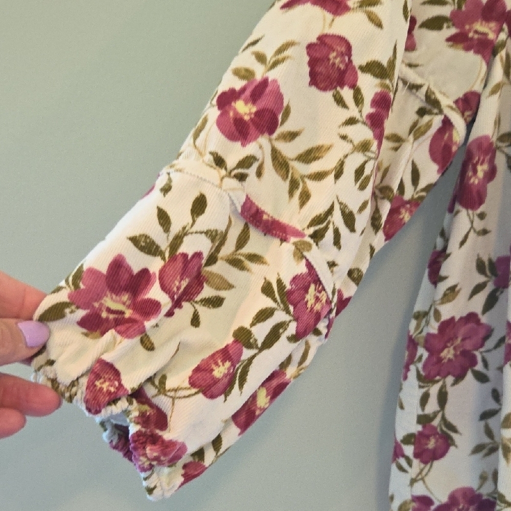 Sonoma Cropped Top 3/4 Sleeves Cream and Pink Corduroy Size Petite XS - Picture 4 of 10
